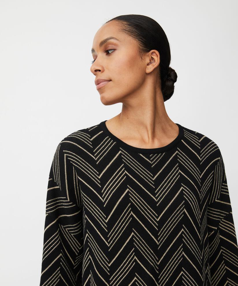 Feinstrickkleid mit Glitzerfaden und Seitenschlitz, Black