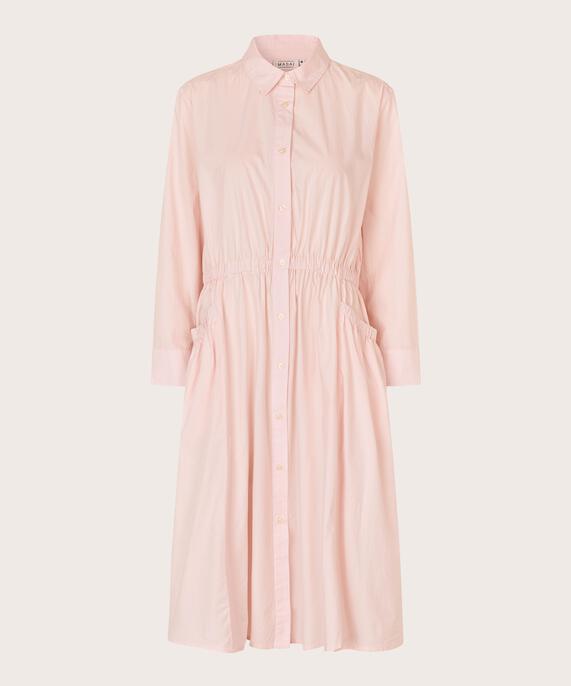 Hemdblusenkleid aus Baumwolle mit elastischem Bund, Mauve Chalk