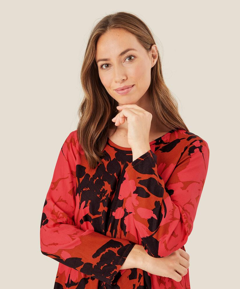 Viskosebluse mit V-Ausschnitt und 3/4-Ärmeln, Picante