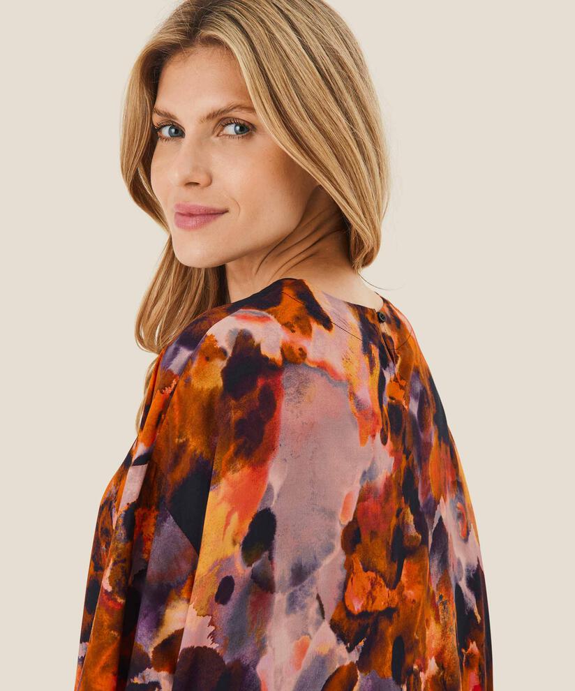 Viskosekleid mit Rundhals, Spicy Orange