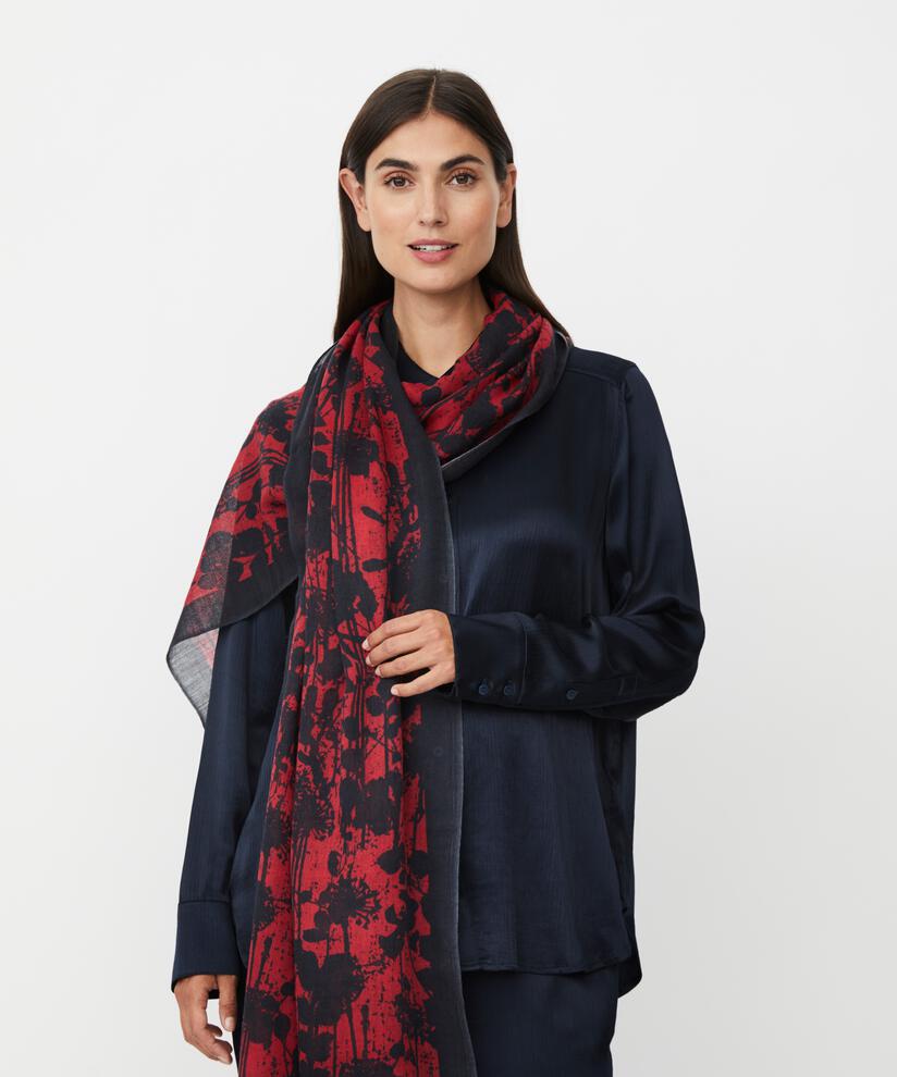gemusterter Schal aus Wollmischung, Scarlet Sage