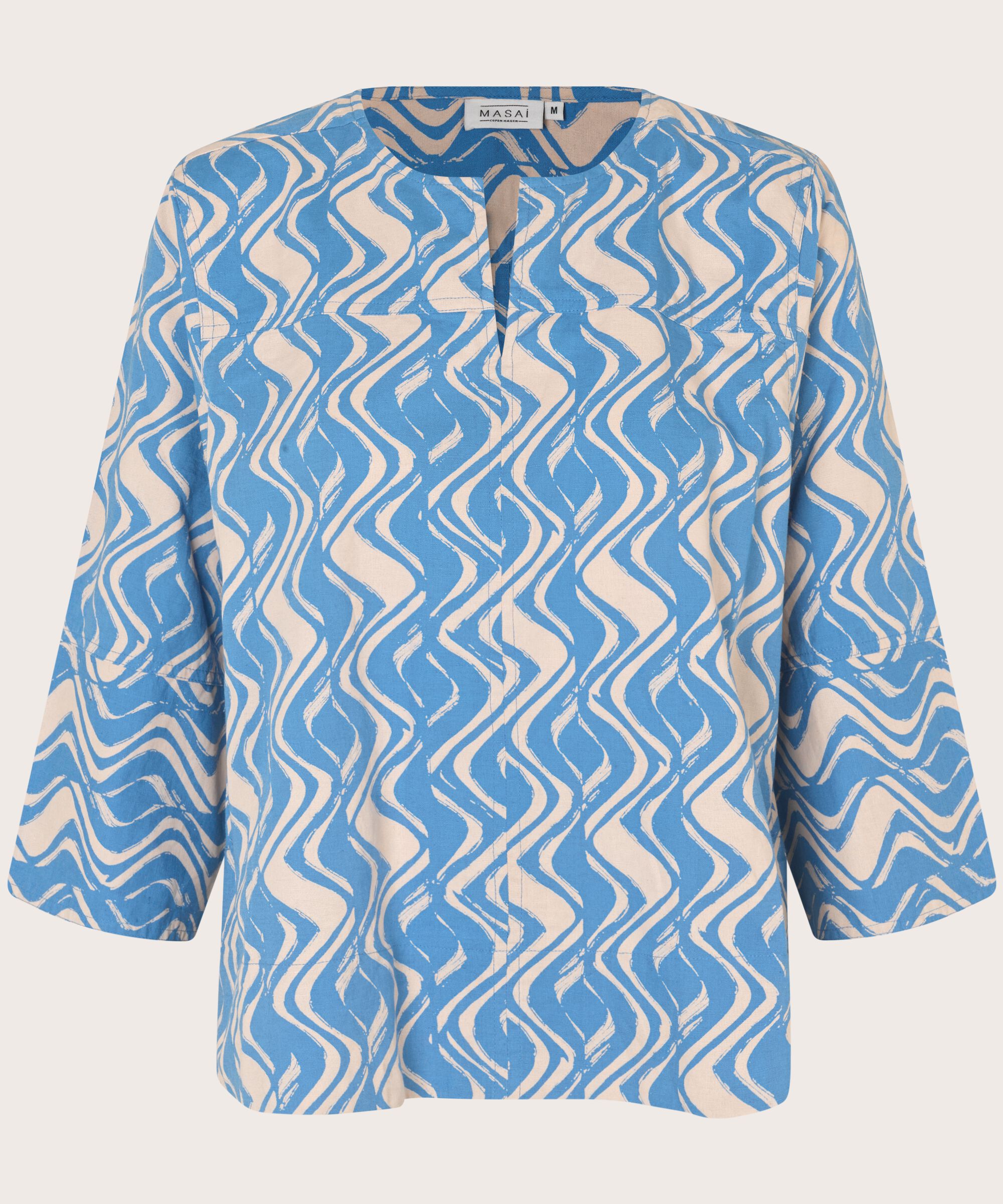 Bluse aus Baumwollmix mit 3/4-Ärmeln, Blue Bonnet