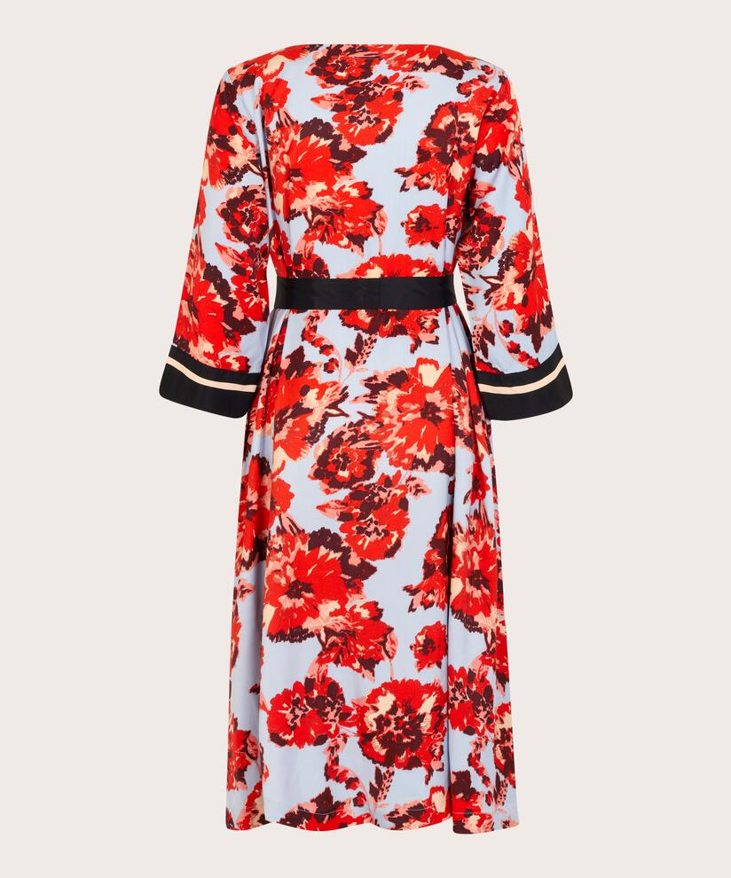 Viskosekleid mit V-Ausschnitt und abnehmbarem Gürtel, Orange com