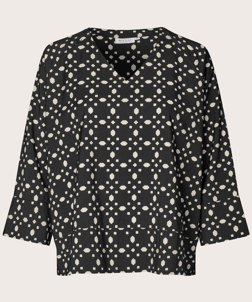 Viskosebluse Mit V-ausschnitt, Black