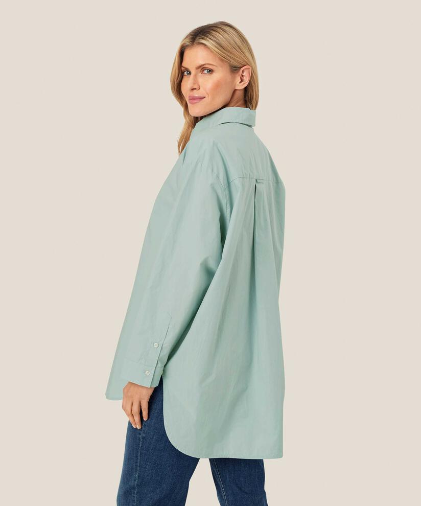 Baumwollhemdbluse Mit Abgerundeten Kanten Und Längerem Rücken, Ether