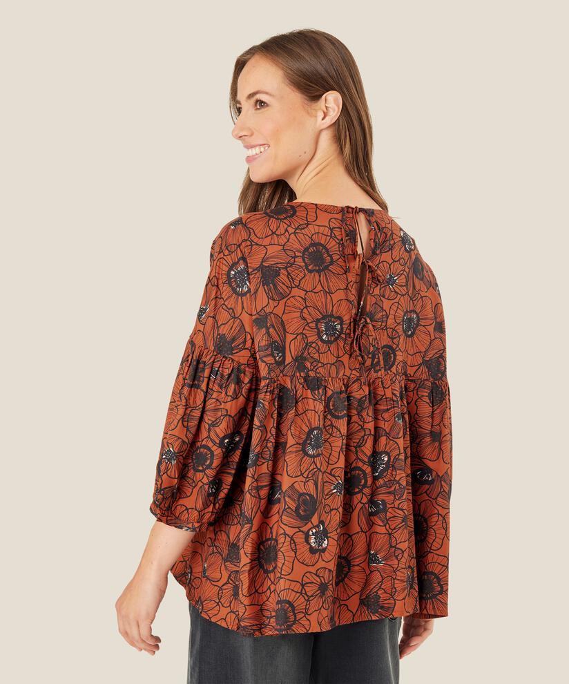 Viskosebluse mit Bindebändern auf der Rückseite, Picante