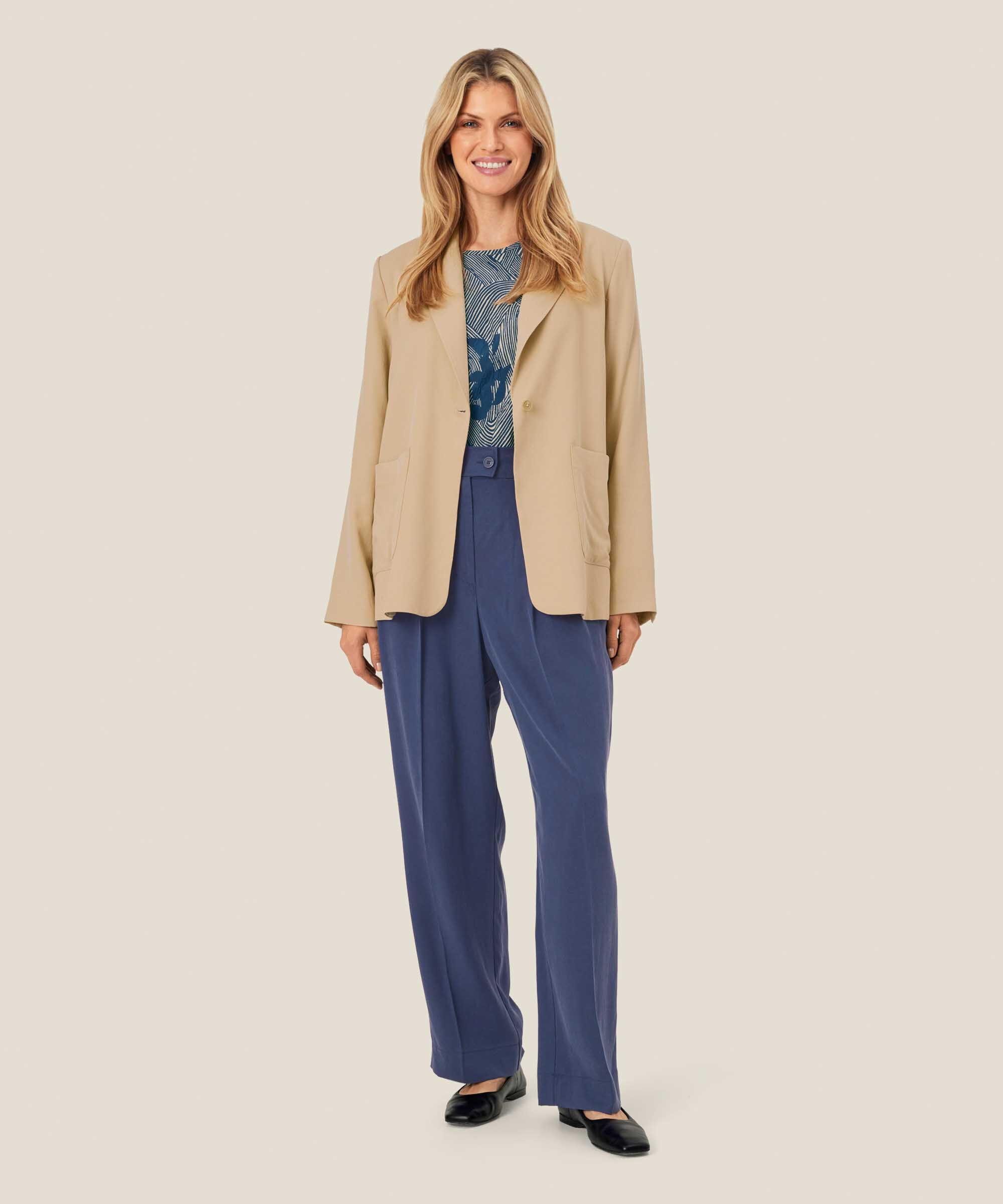 Hose aus Lyocell-Mix mit Gummizug hinten, Sargasso Sea