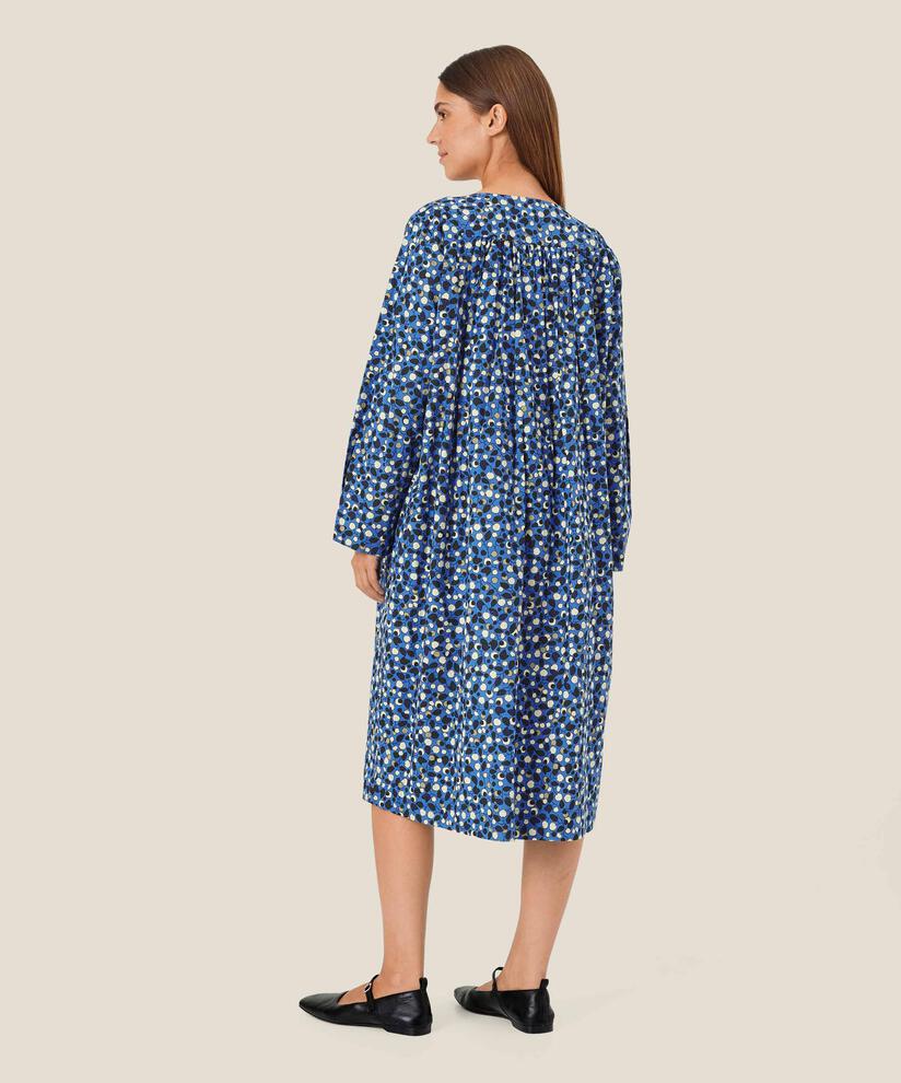 Baumwollkleid mit Falten und Eingrifftaschen, Federal Blue