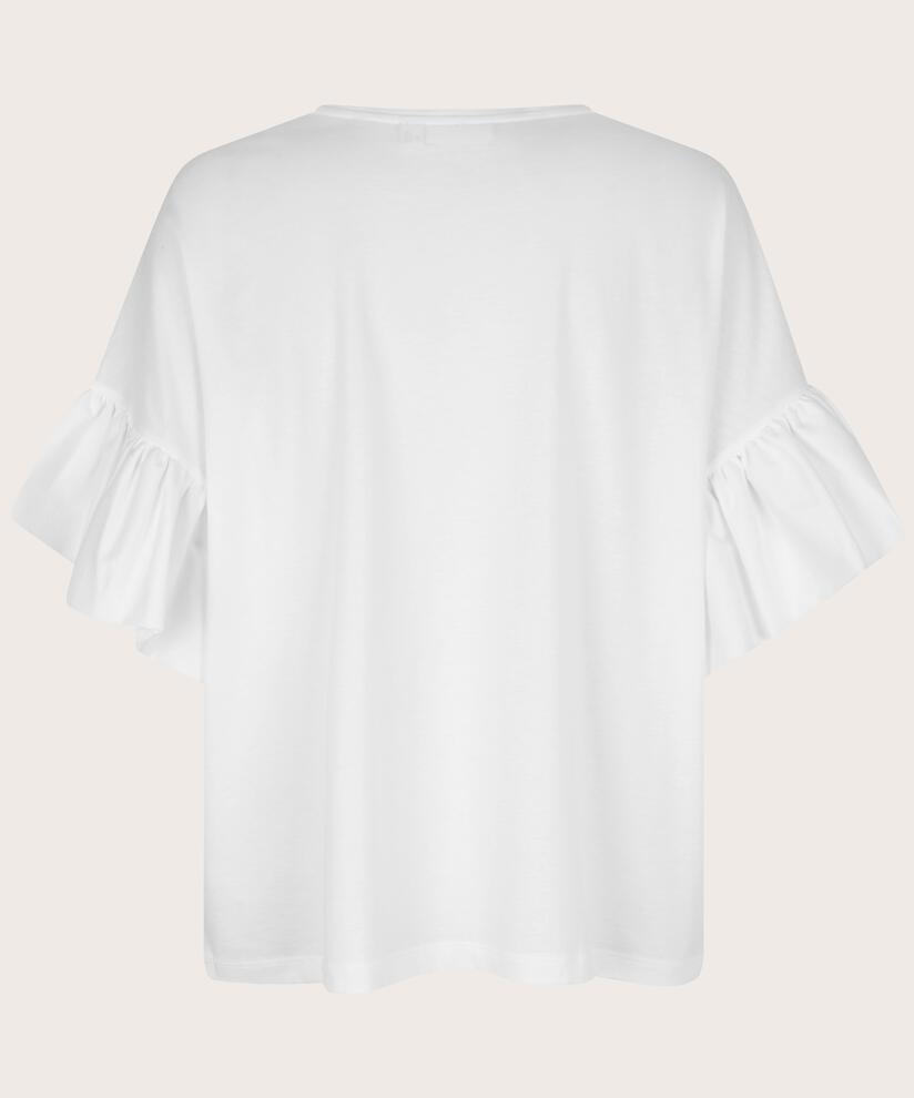 T-Shirt mit Rüschenärmeln, White