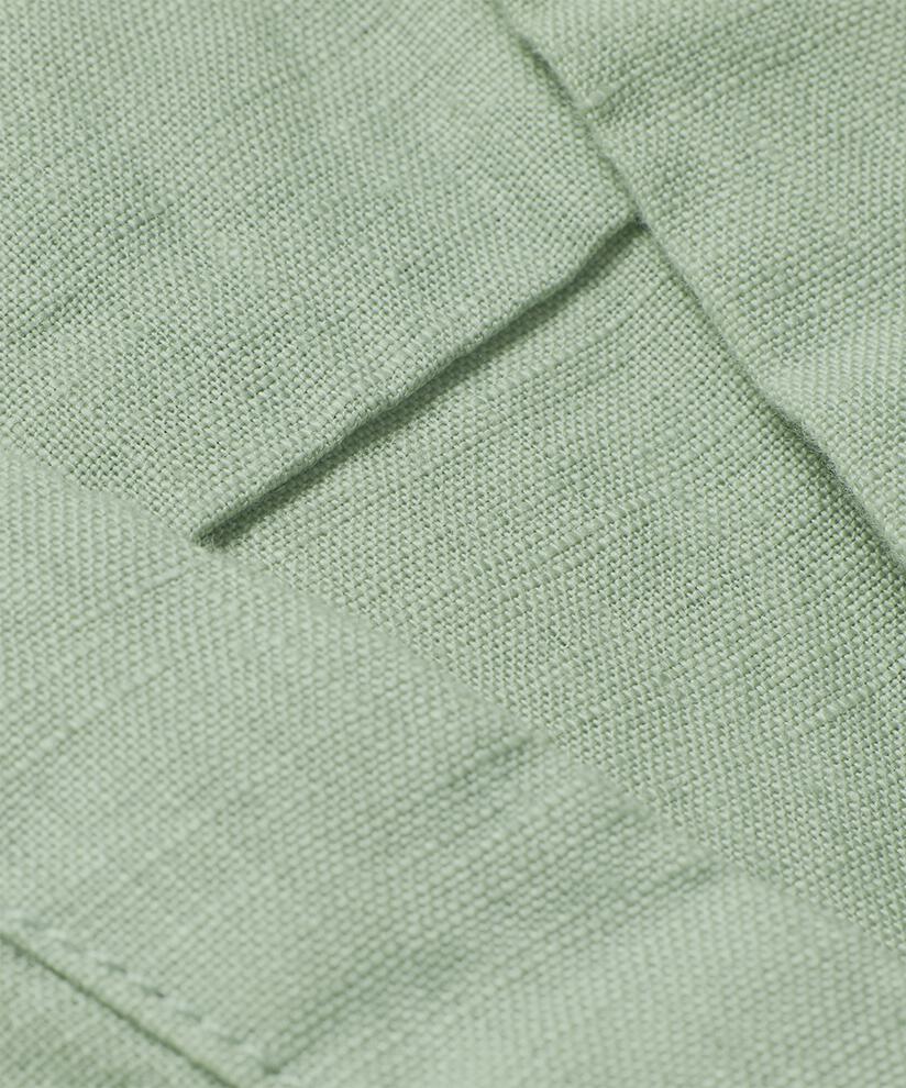 Leinenkleid mit V-Ausschnitt und Eingrifftaschen, Frosty Green