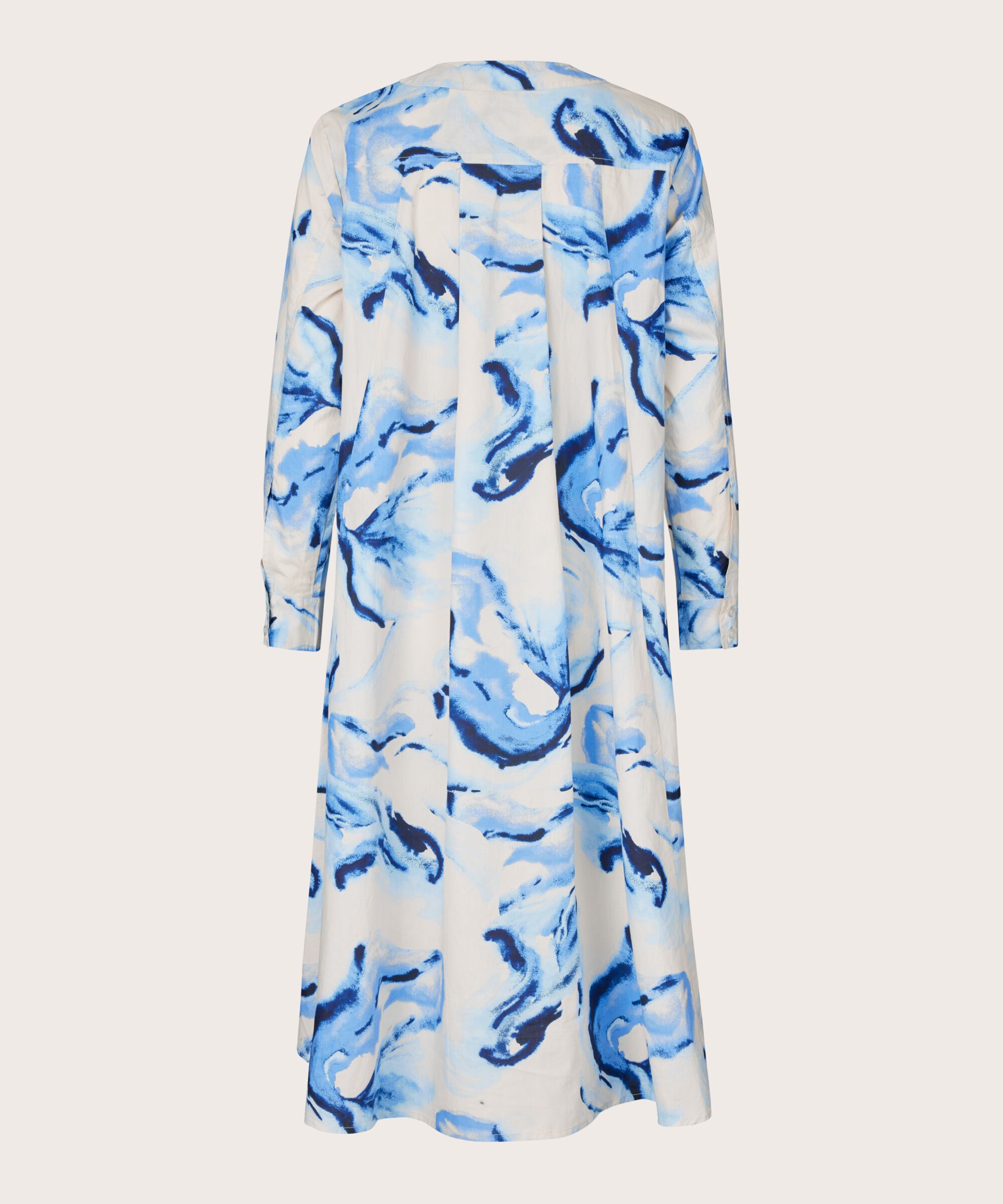 Baumwollkleid mit Bindeband in der Taille und Schlitzen an der Seite, Powder Blue