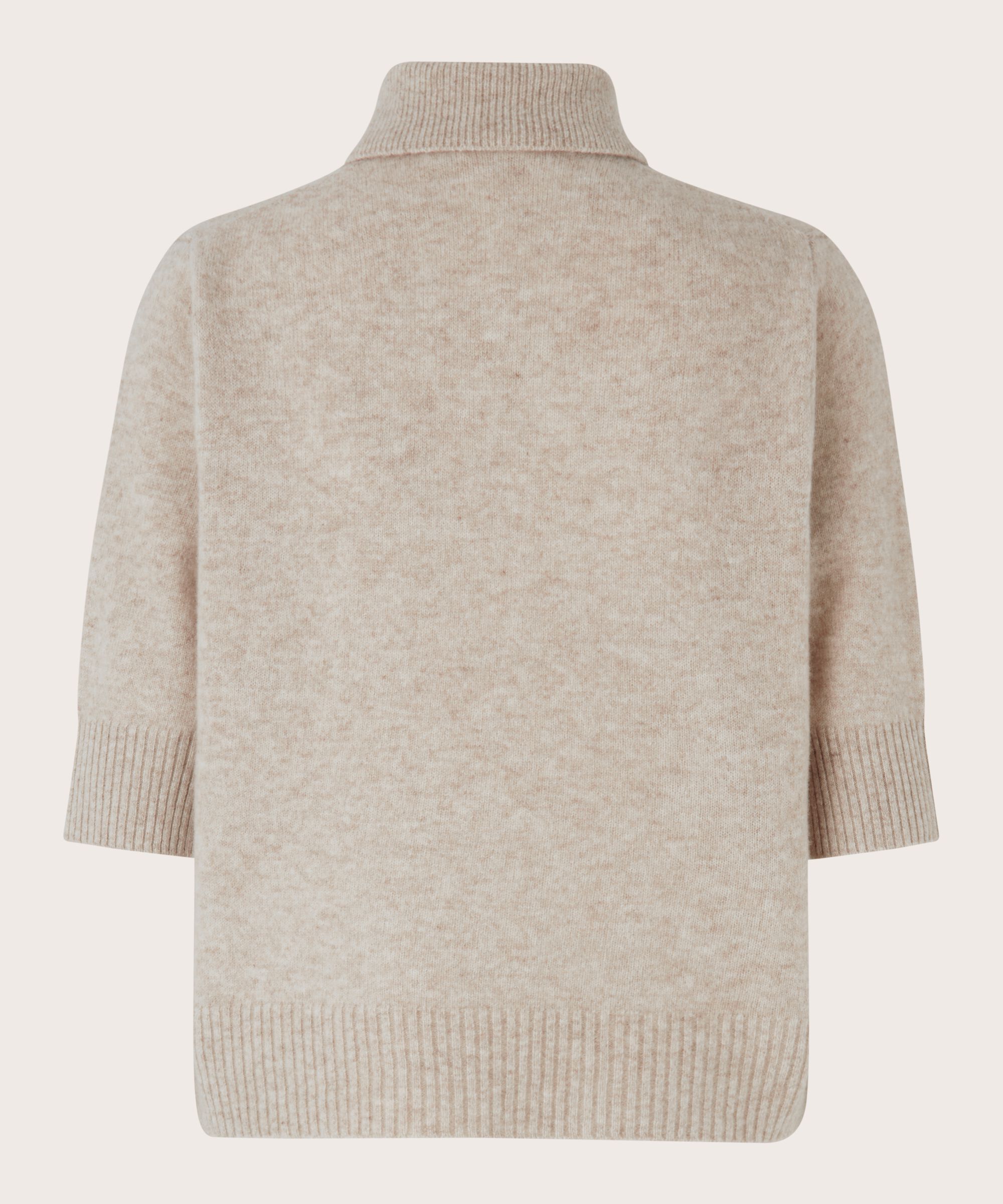 Kurzärmeliger Cardigan aus Wolle, L beige mel