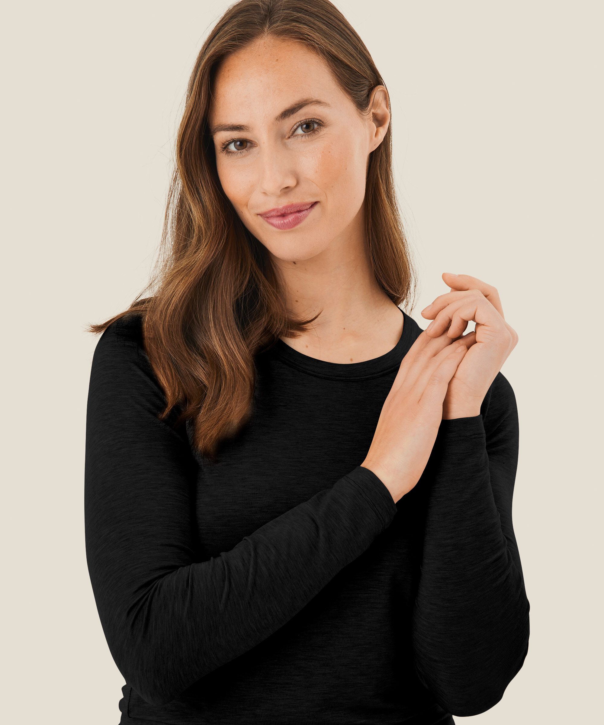 Shirt Mit Rundem Hals, Black