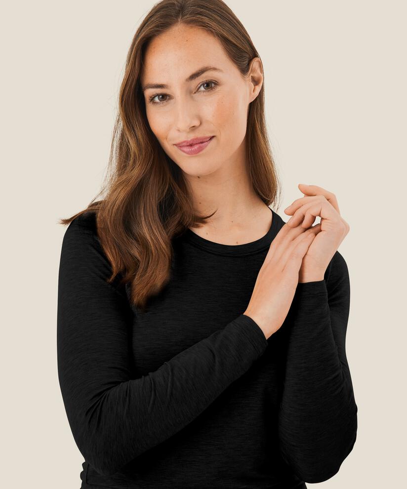 Shirt Mit Rundem Hals, Black