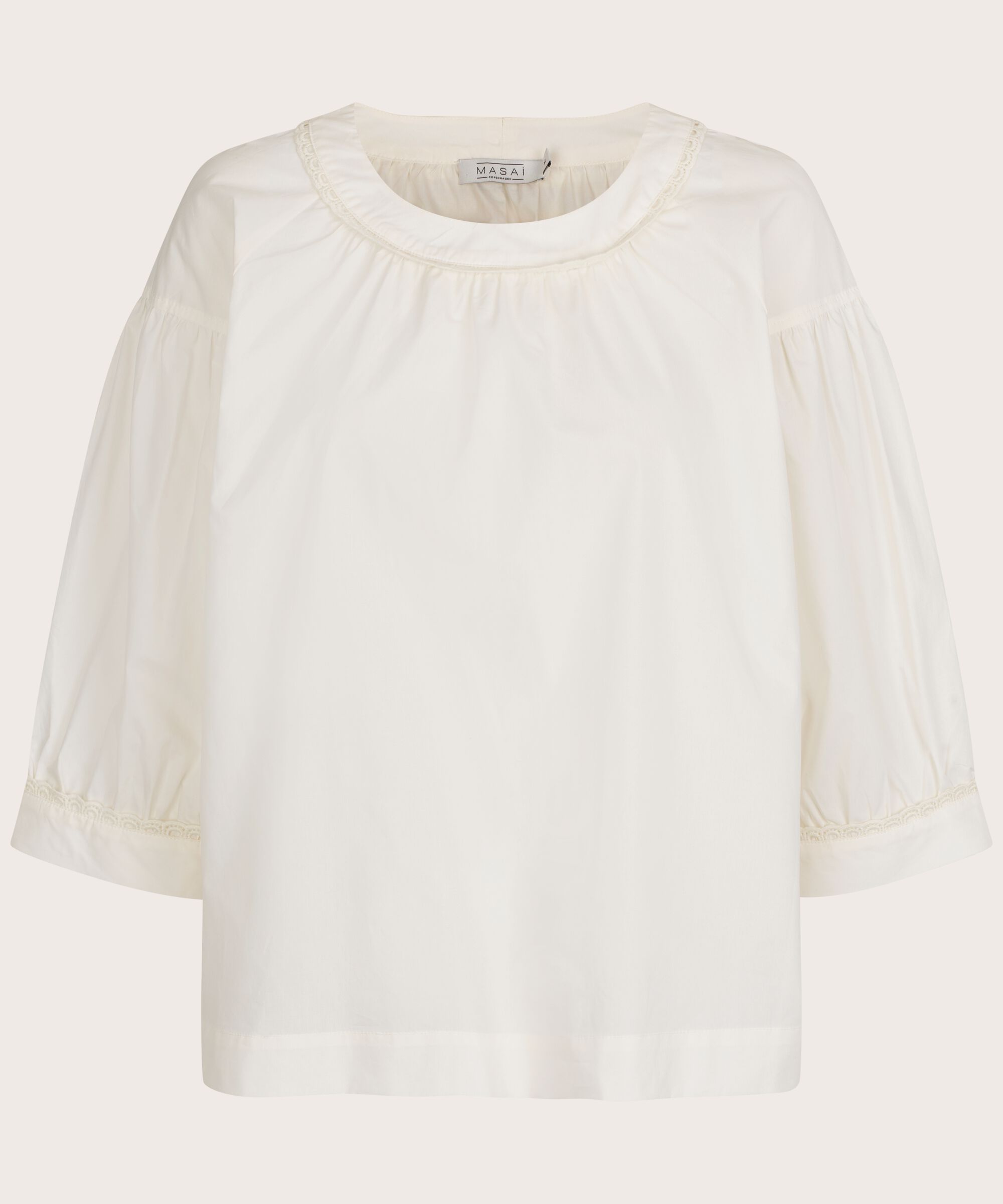 Baumwollbluse mit Spitzendetail, Jet Stream