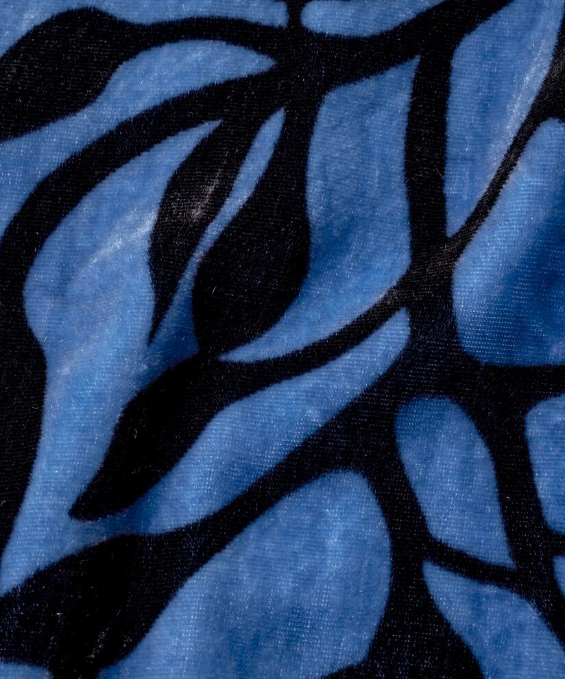 Bedrucktes Velourskleid mit V-Ausschnitt, Federal Blue