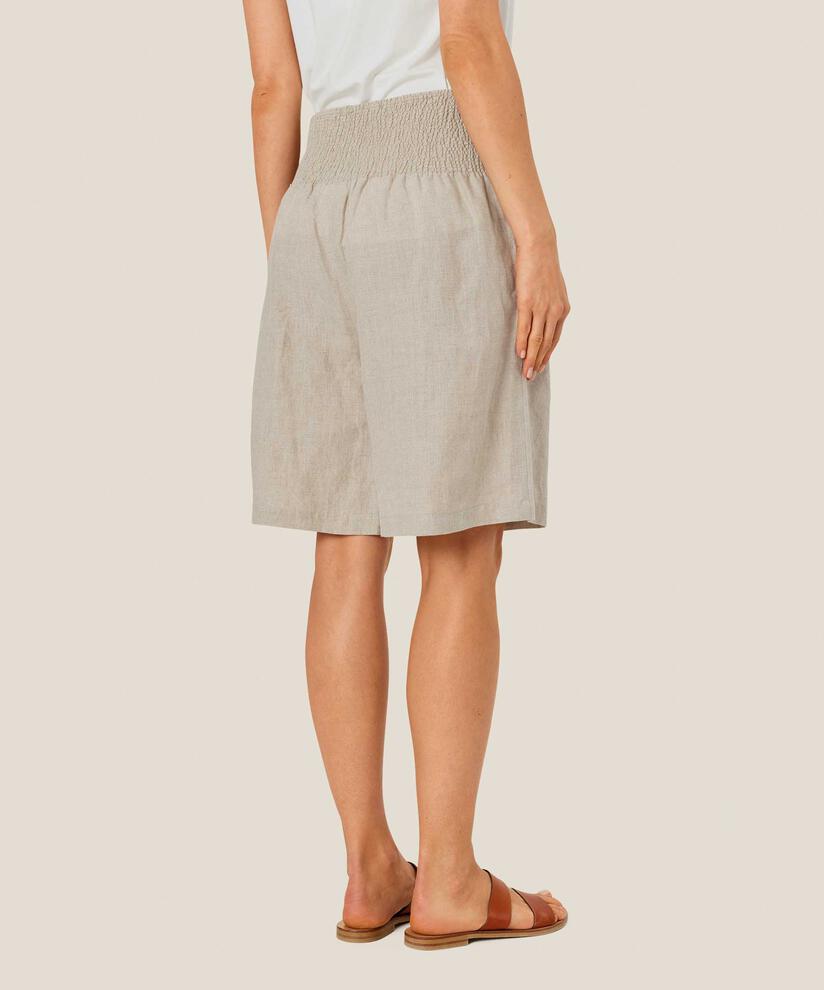 Leinenshorts Mit Gesmoktem Gummizug Hinten, Natural