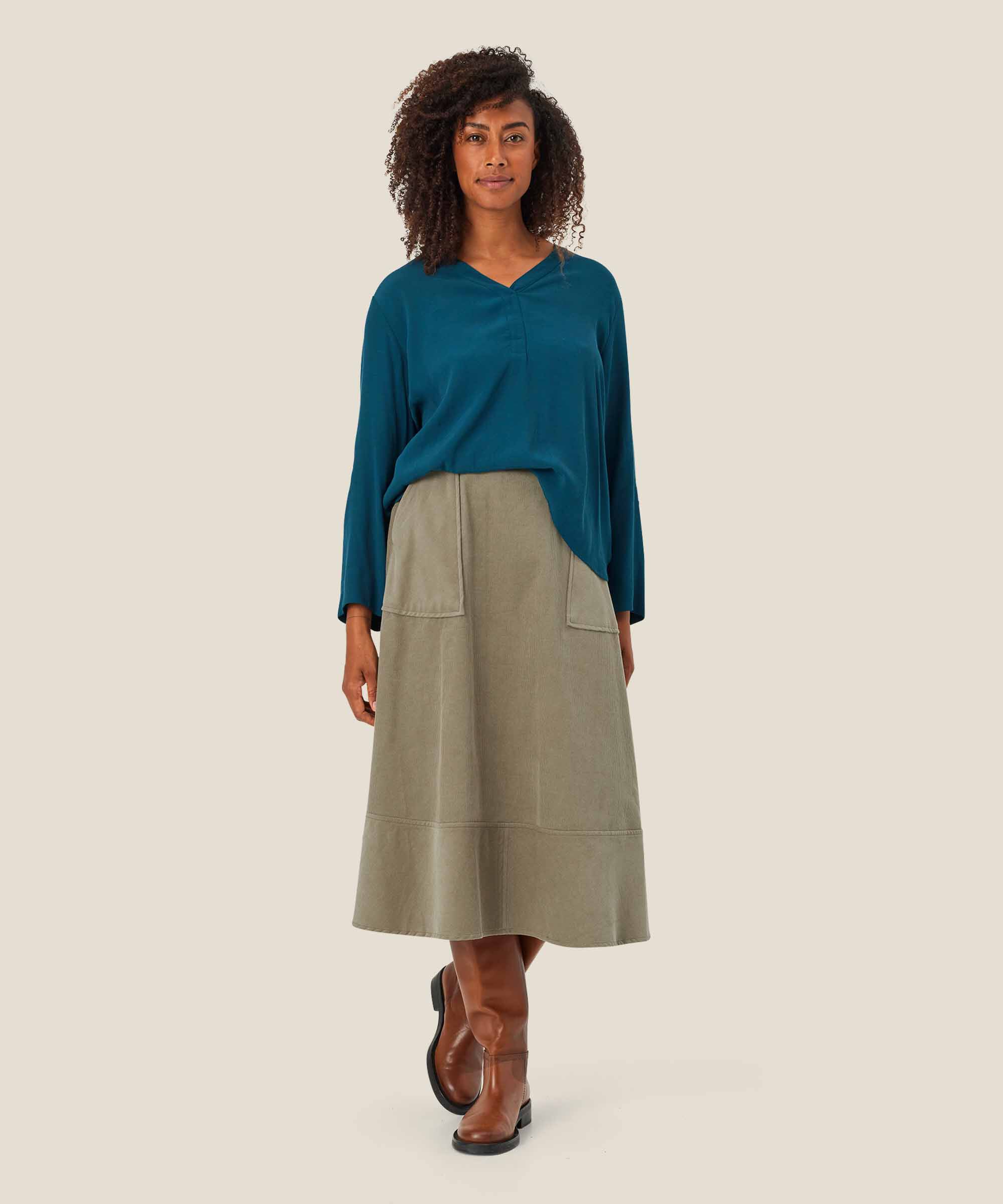 Viskosebluse Mit V-ausschnitt, Reflect Pond