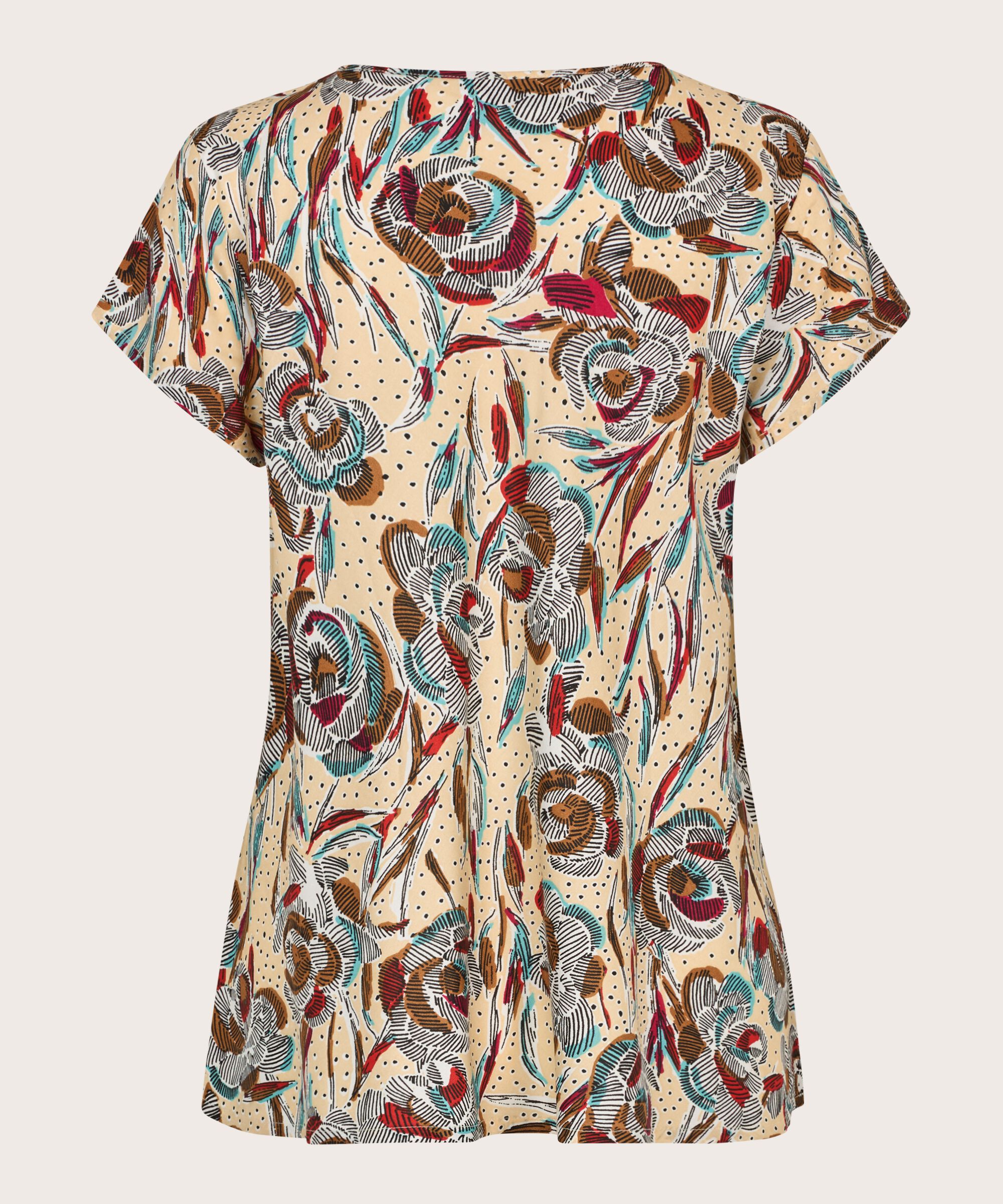 Bedrucktes Viskose-top Mit V-ausschnitt, Soybean