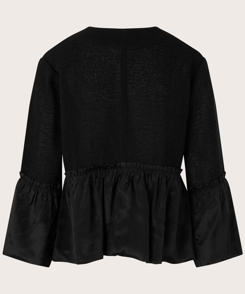 Bouclé-Jacke mit angenähten Enden, Black