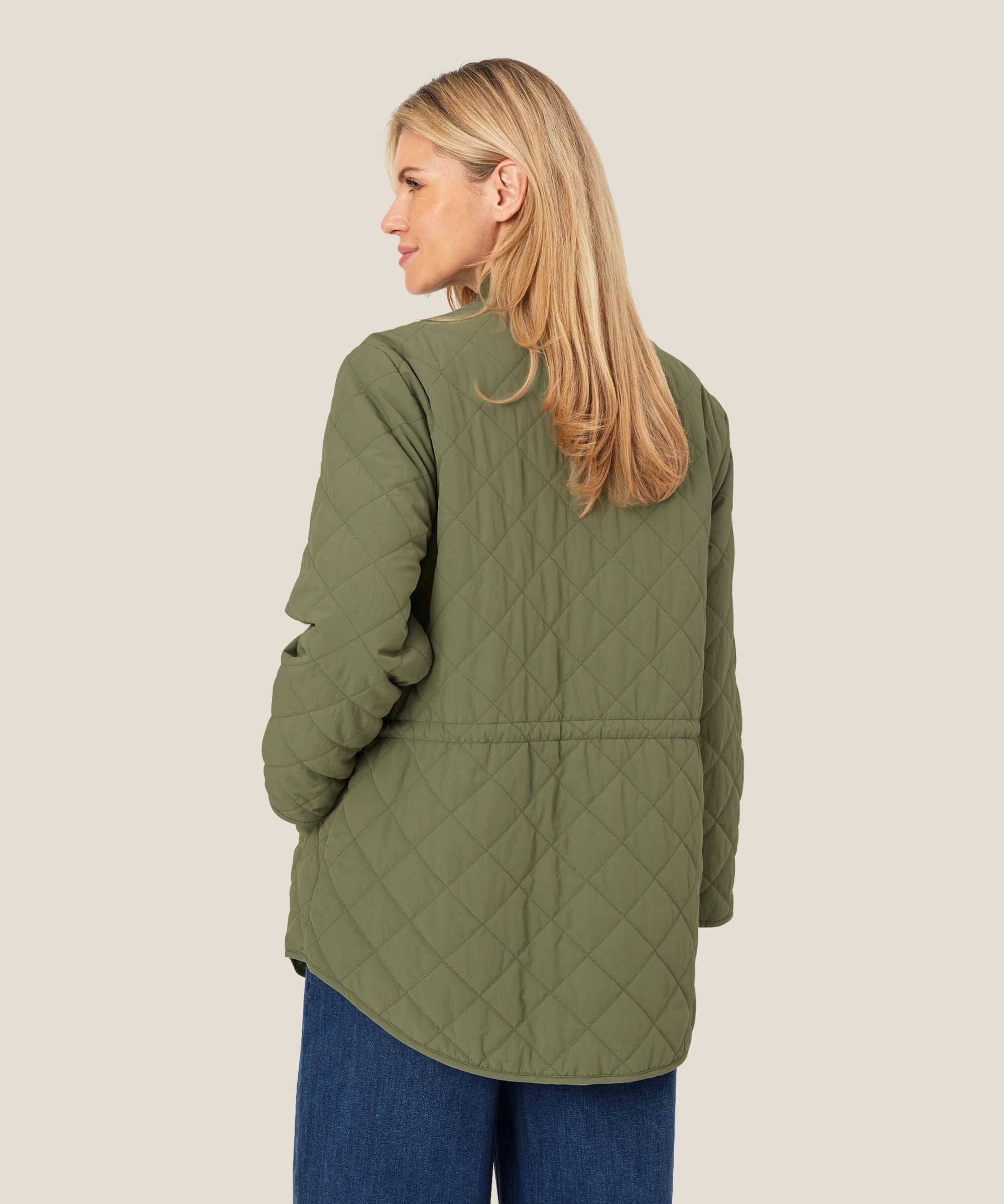 Steppjacke mit Rippdetails und Eingrifftaschen, D. Lichen Green