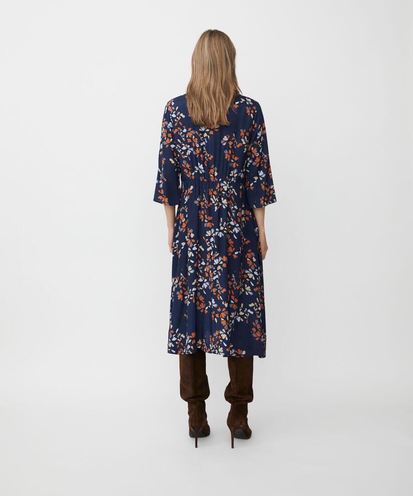 geblümtes Viskosekleid mit 3/4-Ärmeln, Autumnal