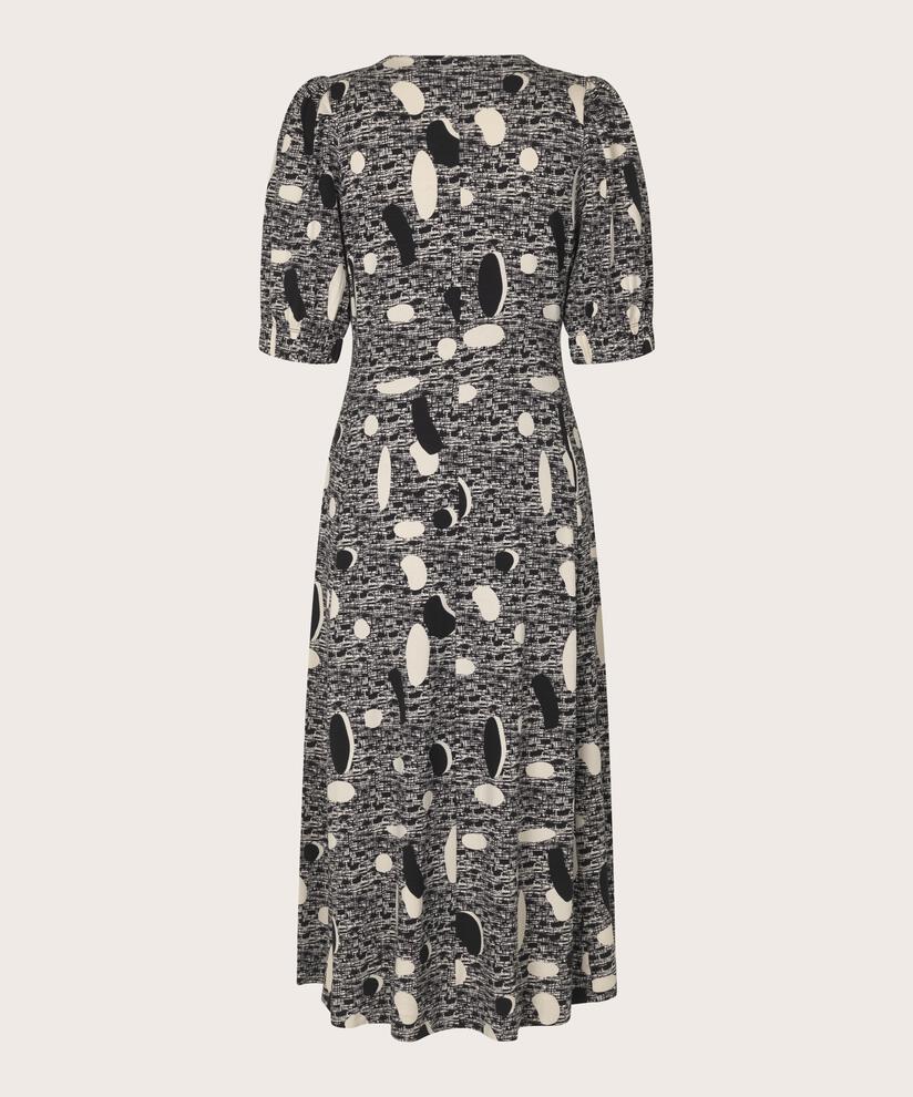 Bedrucktes Jerseykleid mit kurzen Ärmeln, Black