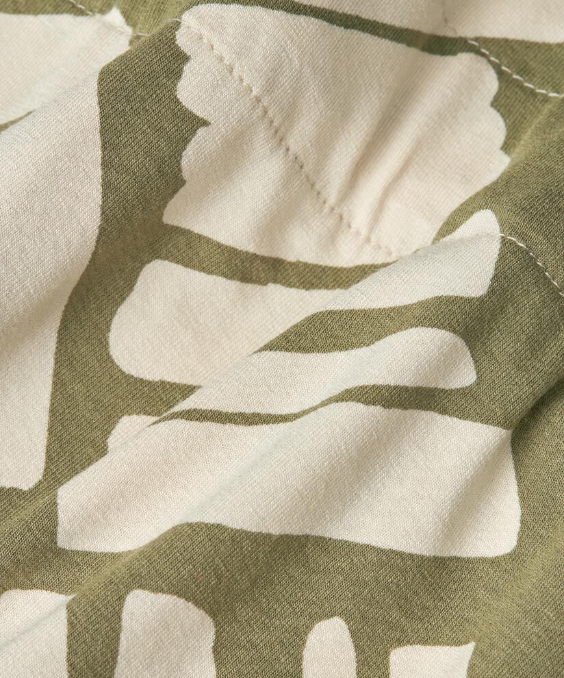 Bedrucktes Jerseykleid mit Bindeband in der Taille, Dusky Green
