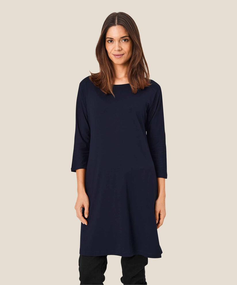 Jersey-tunika Mit Rundhals Und Eingrifftaschen, Navy