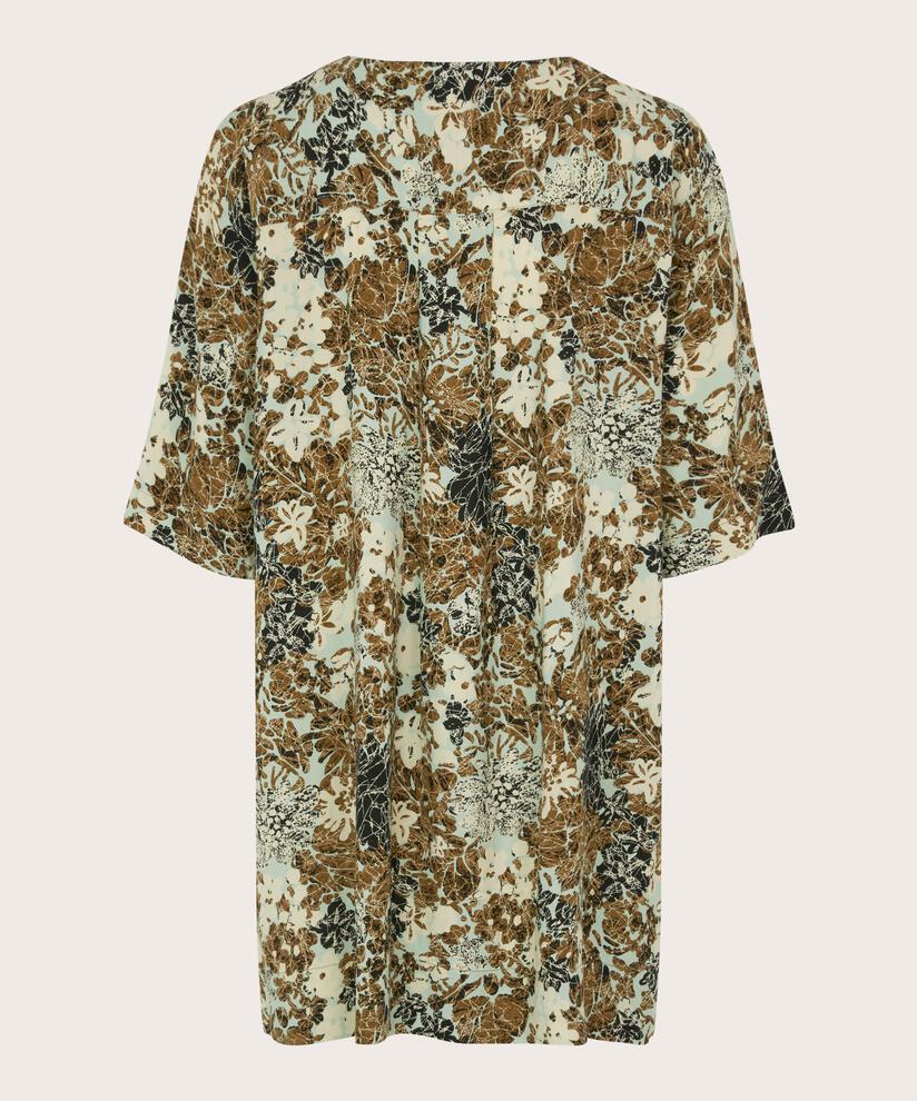 Gemusterte Viskose-Tunika mit halblangen Ärmeln, Bok Choy
