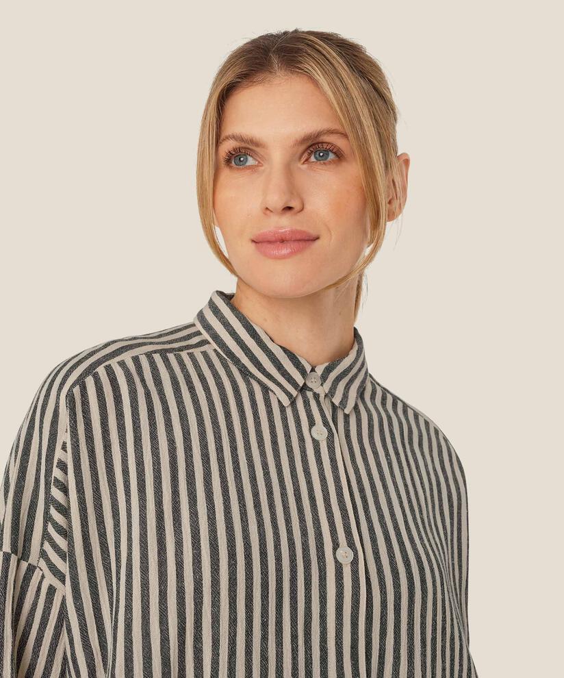 Gestreiftes Hemd aus Baumwollmix, Black
