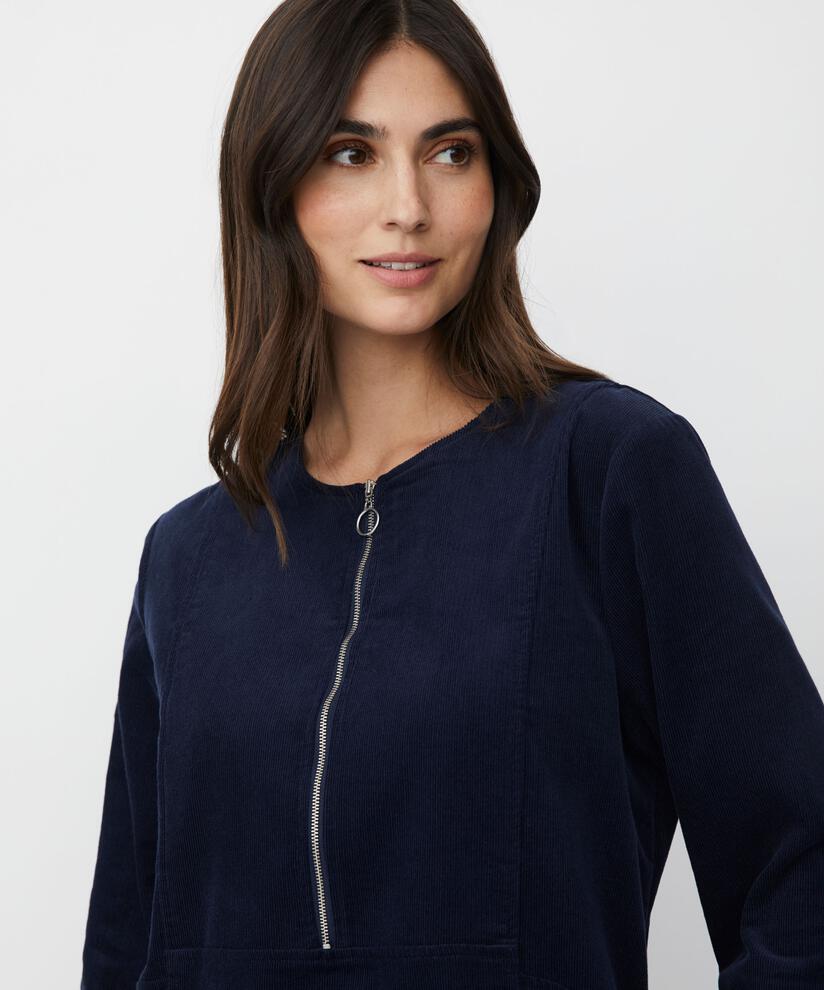 Samtkleid mit Reißverschluss am Hals, Navy Blazer