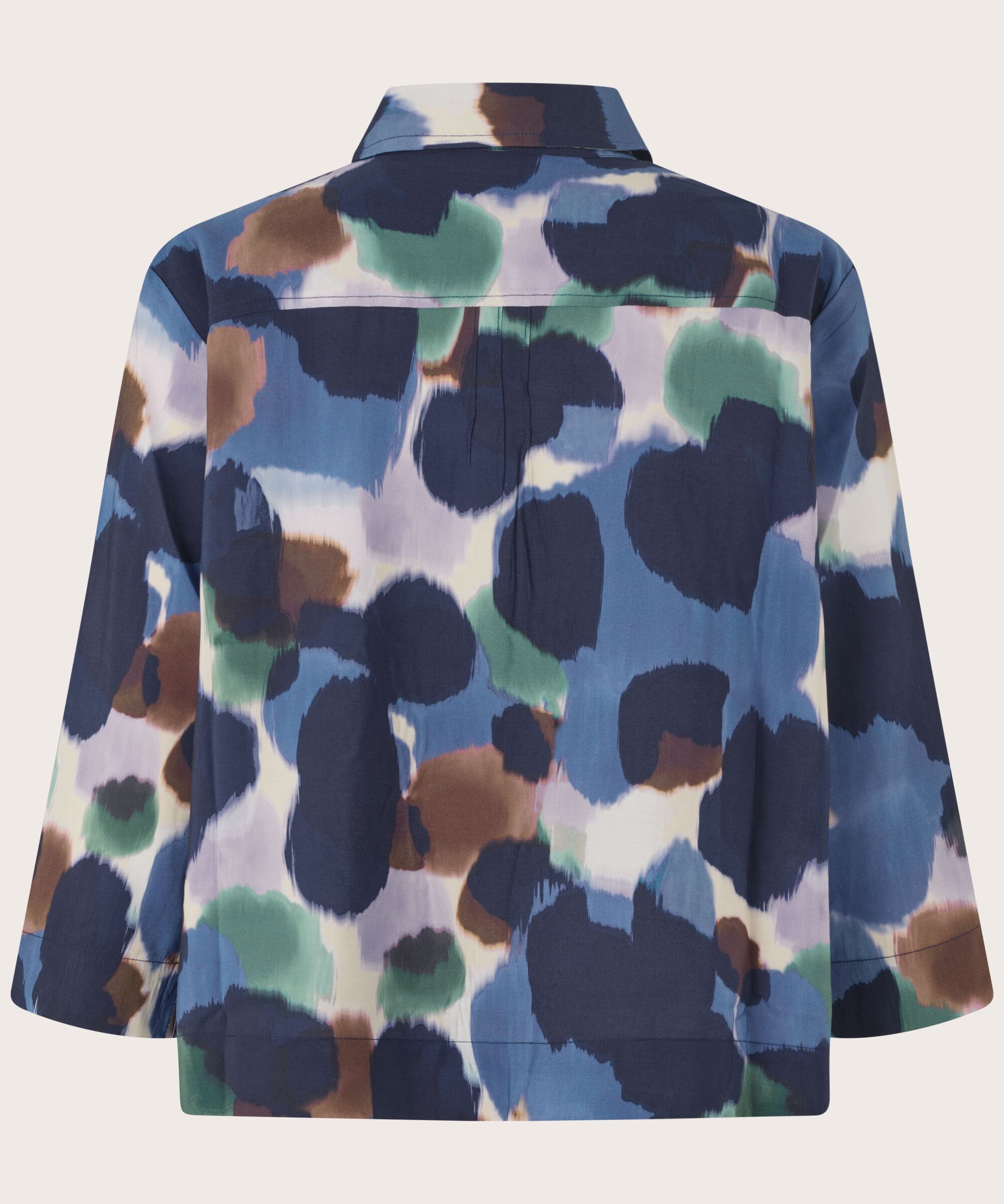 Viskose-Hemd mit 3/4-Arm und Ziernähten, Navy Blazer