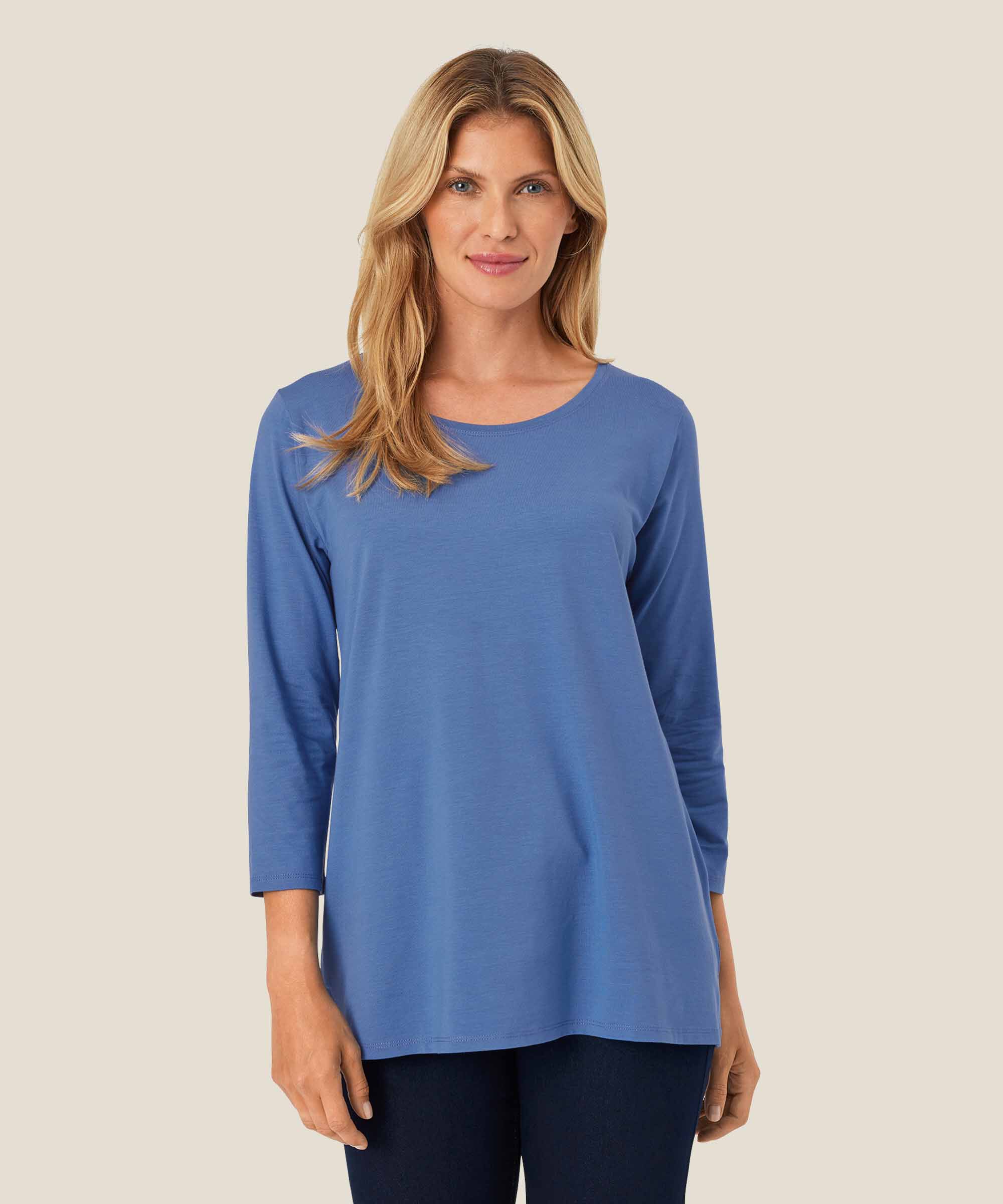 Shirt mit rundem Hals, Federal Blue