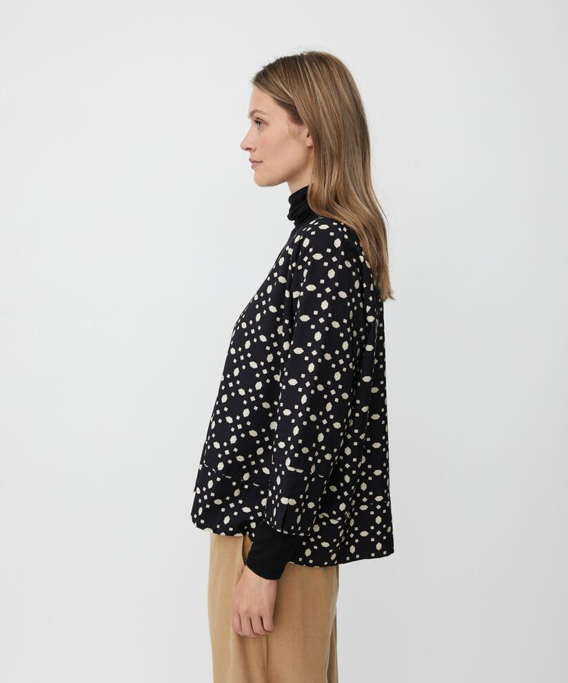 Viskosebluse Mit V-ausschnitt, Black