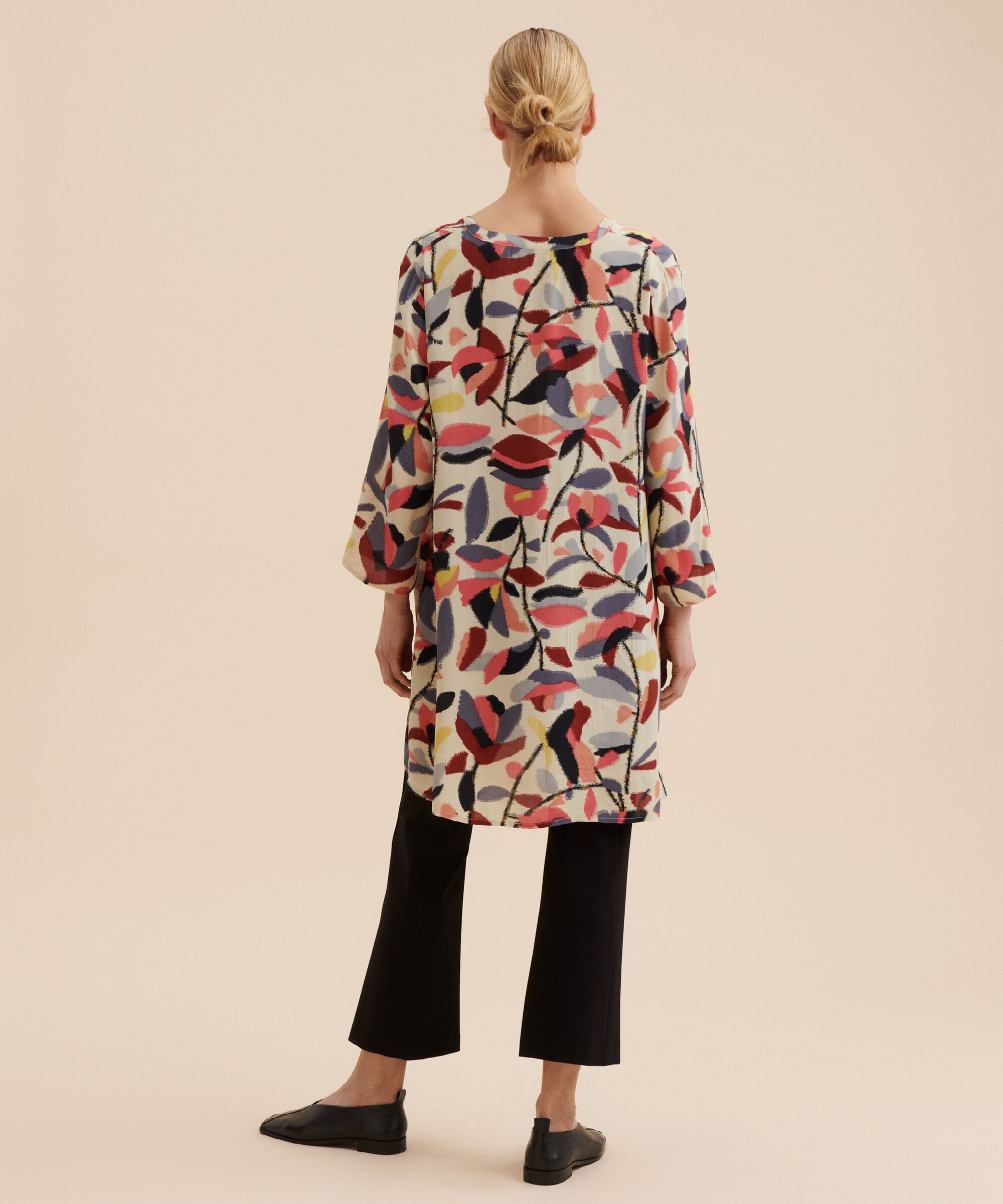 Bedruckte Tunika mit 3/4-Ärmeln, Calypso Coral