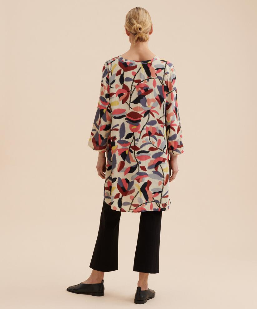 Bedruckte Tunika mit 3/4-Ärmeln, Calypso Coral