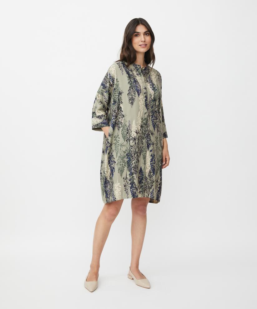 Gemustertes Hemdblusenkleid Aus Viskose, Seagrass