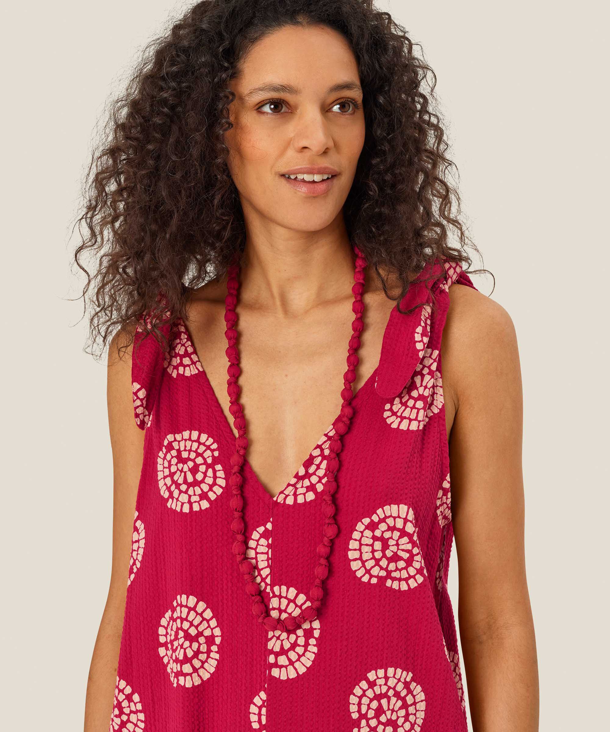 Halskette mit stoffbezogenen Perlen, Mars Red