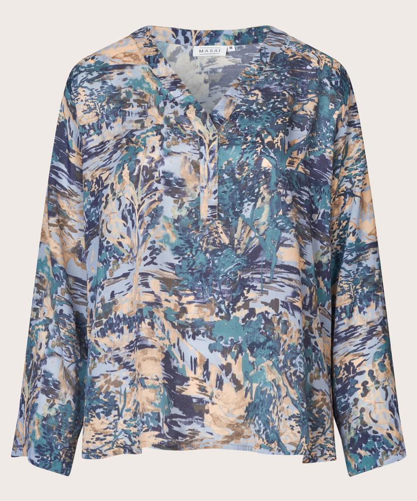 Viskosebluse mit V-Ausschnitt, Teal