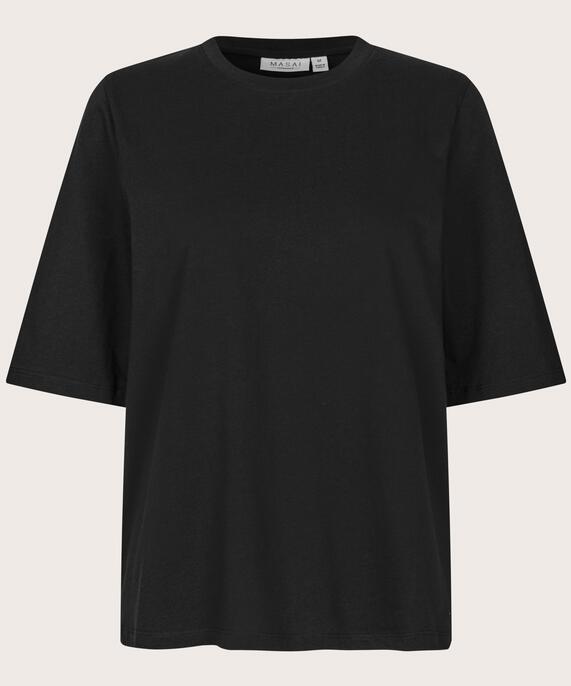 T-Shirt mit Rundhals und 1/2 Ärmeln, Black