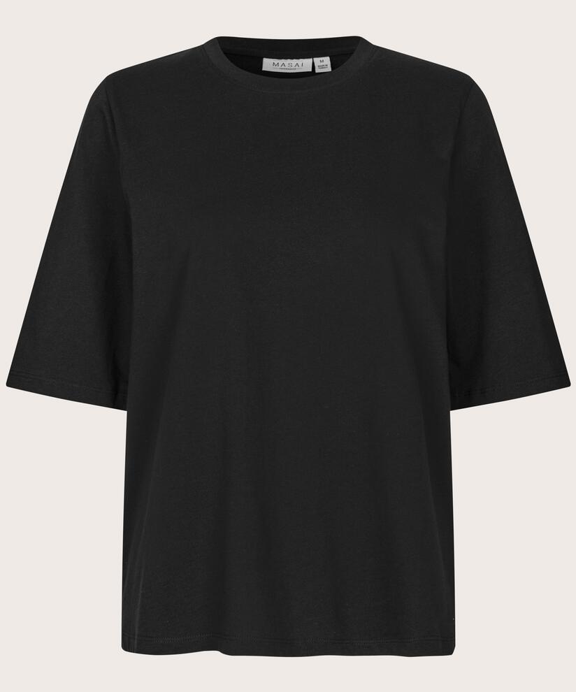 T-Shirt mit Rundhals und 1/2 Ärmeln, Black