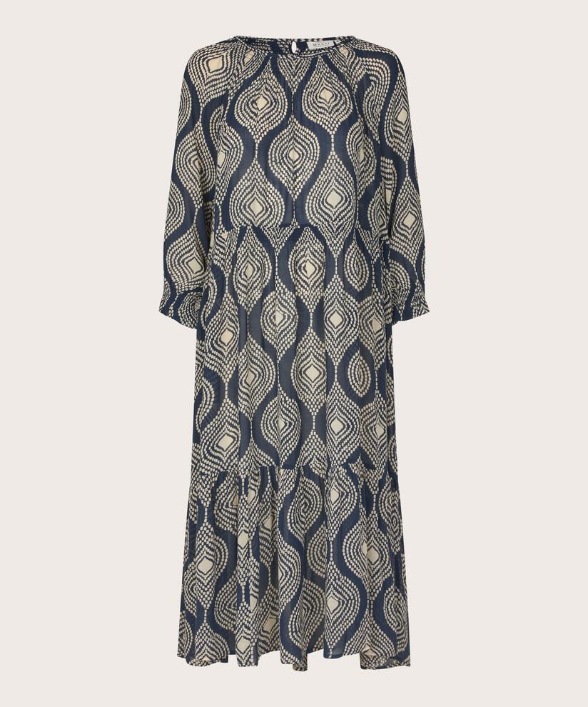 Kleid aus leicht transparenter Viskose mit Knöpfen am Hals, Mood Indigo