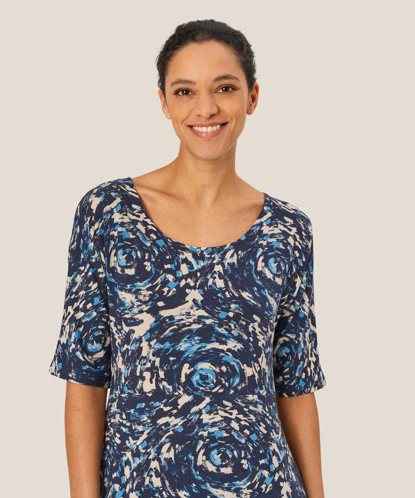 bedrucktes Jerseykleid mit Rundhalsausschnitt, Cendre Blue
