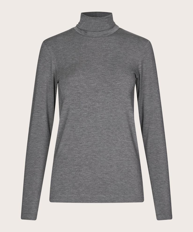 Rollkragenbluse Aus Weichem Jersey, D. Grey mel.