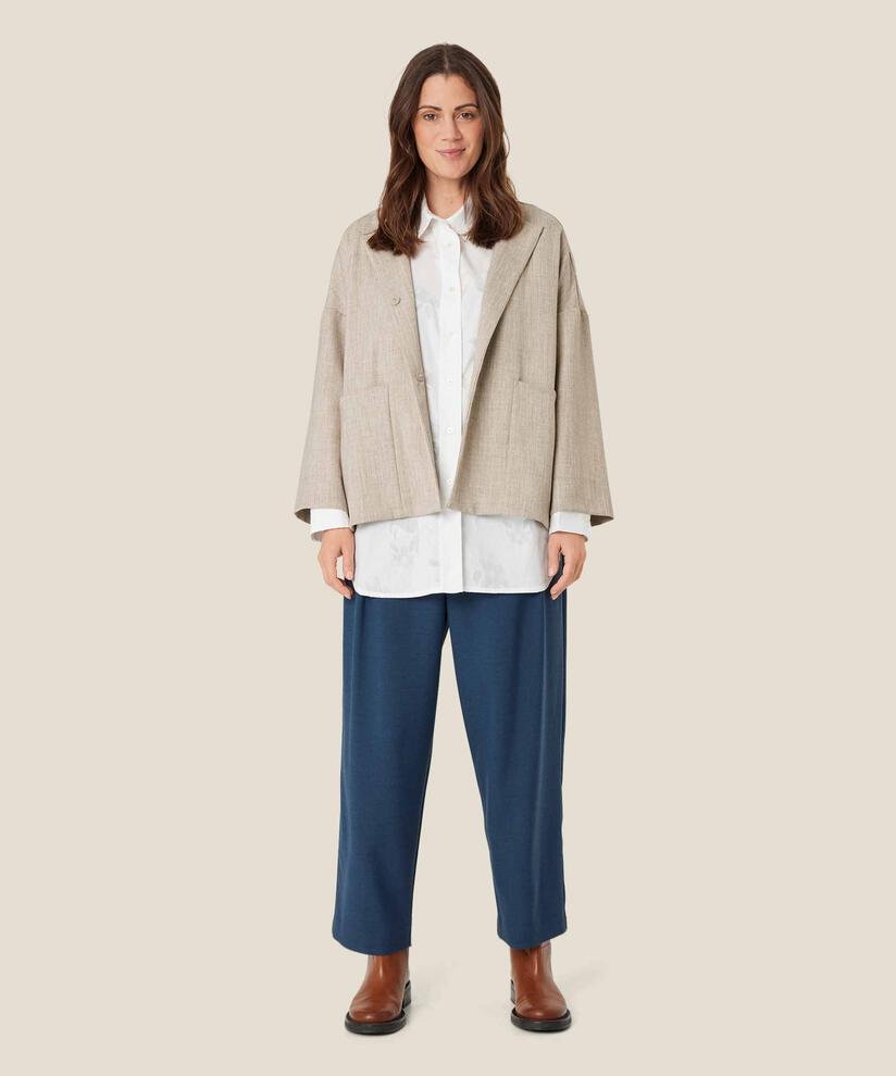 Jacke mit Taschen und versteckten Knöpfen, Beige melange
