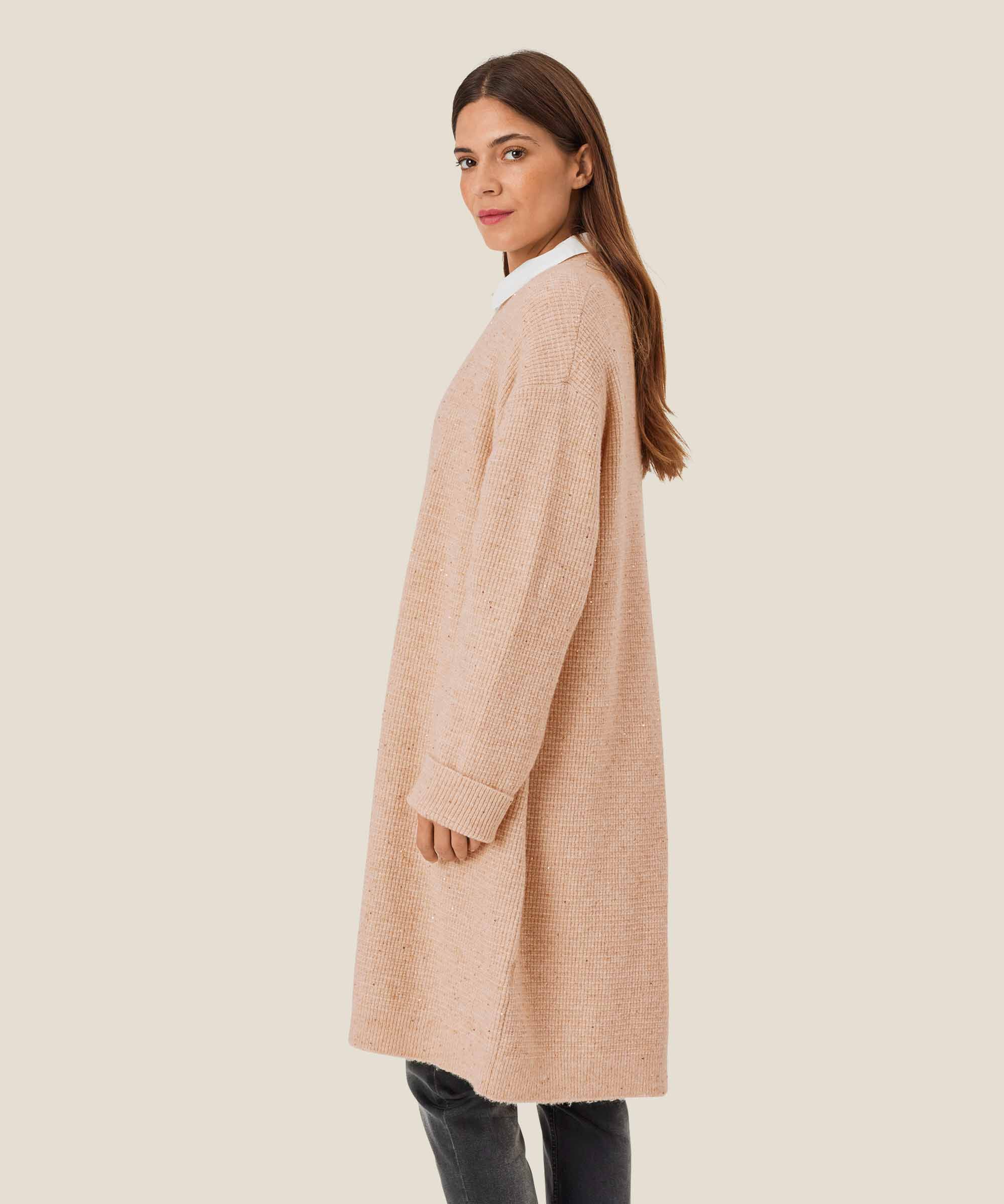 Cardigan aus Wollmix mit Pailletten, Bisquit