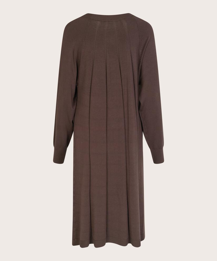 Feinstrickkleid mit langen Ärmeln, Coffee Bean