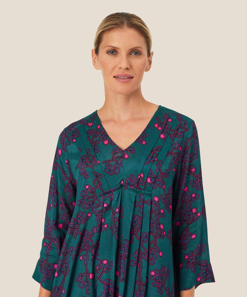 Bedrucktes Viskosekleid mit V-Ausschnitt, Reflect Pond