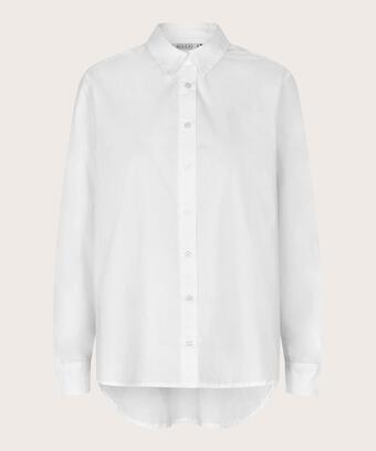 Baumwollhemd mit längerem Rücken, White